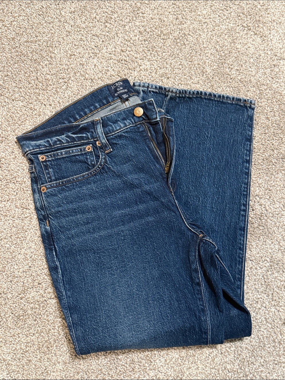 J. Crew Women's Straight Leg Jeans in Dark Blue Denim